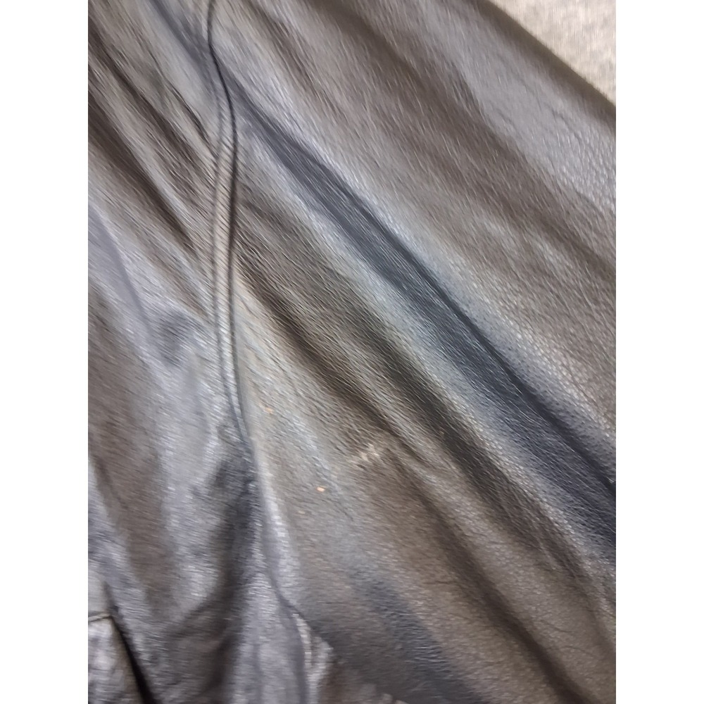 St Johns Bay Mens Jacket 2XL Black Leather Bomber Motorcycle Y2K VTG Classic - Picture 4 of 10
